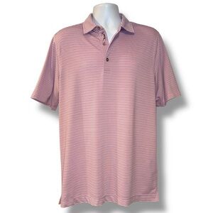 Bobby Jones XH2O Performance Polo Shirt Men’s M Pink Navy Stripe Golf